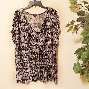 George XL v-neck jersey knit top brown black white